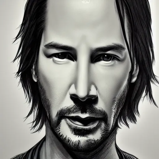 Prompt: young Keanu Reeves illustrated by bijou karman, detailed, 4k