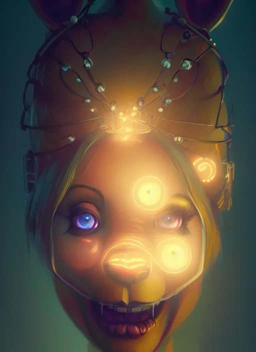 Prompt: portrait of bonnie from fnaf, intricate, elegant, glowing lights, highly detailed, digital painting, artstation, concept art, sharp focus, illustration, art by wlop, mars ravelo and greg rutkowski