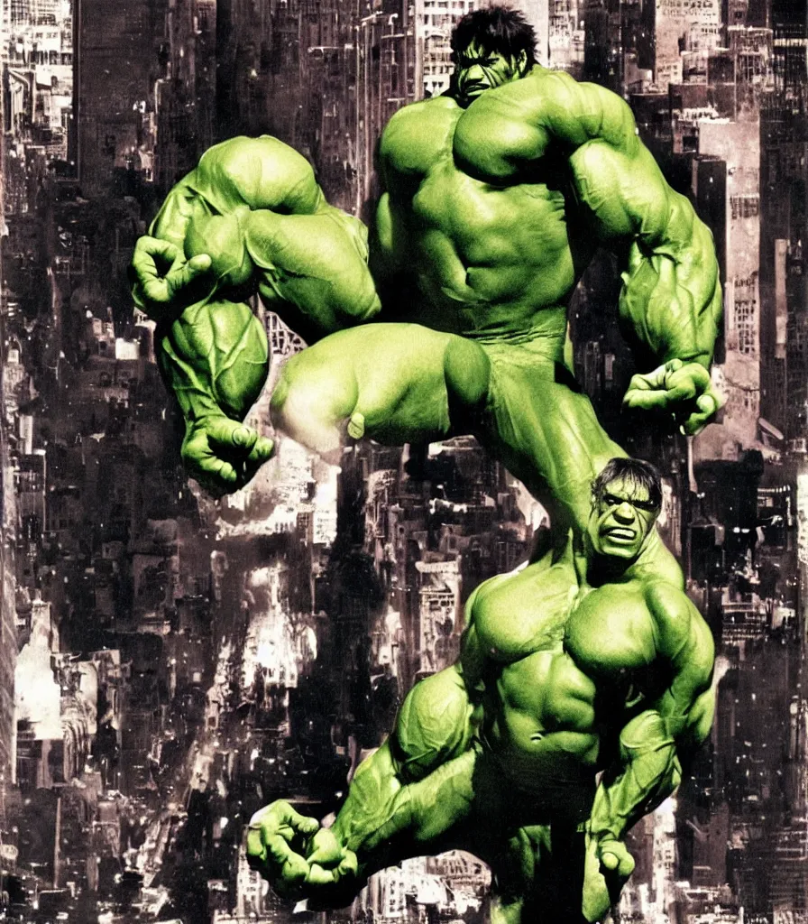 Image similar to a color photo portrait of the incredible hulk looking angry in new york city by richard avedon dramatic lighting.