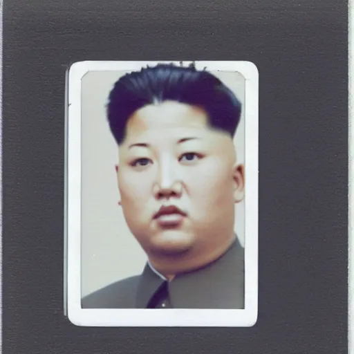 Image similar to kim jong creepy family, polaroid