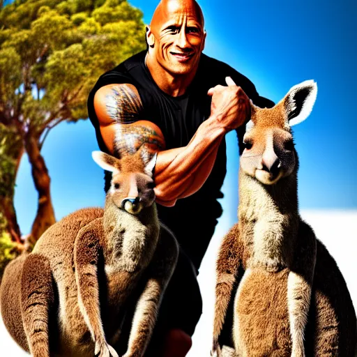 prompthunt: dwayne the rock johnson's face on the body of a kangaroo