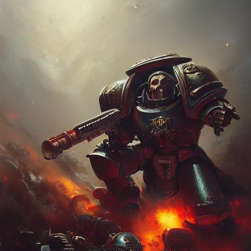 Image similar to space marine, warhammer 4 0 k, warhammer 4 0 0 0 0, high detail, dramatic light, digital art, painted by seb mckinnon, painted by greg rutkowski, trending on artstation