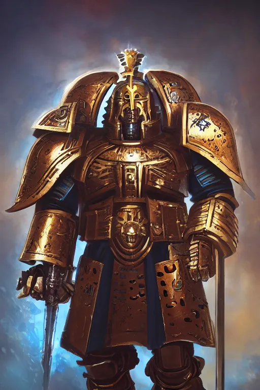 Image similar to armor portrait heros warhammer 4 0 k horus heresy fanart - the primarchs emperor by johannes helgeson animated with vfx concept artist & illustrator global illumination ray tracing hdr fanart arstation zbrush central hardmesh 8 k octane renderer comics stylized