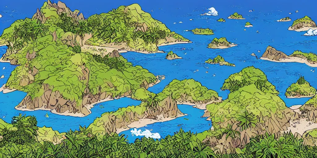 Image similar to stunning landscape of a lost island on a sunny day by brian k. vaughan