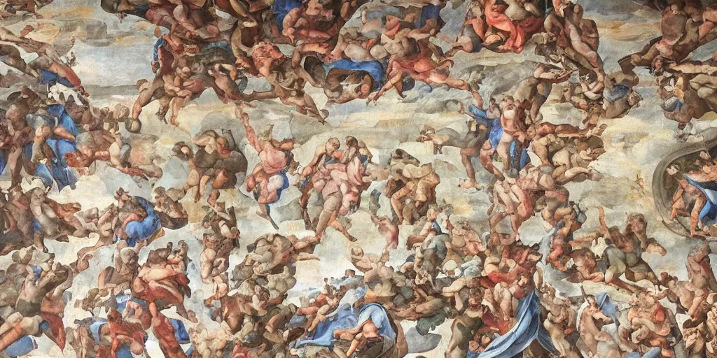 Image similar to intricate 2 1 savage sistine ceiling 1 5 0 8 chapel hand painting michelangelo renaissance