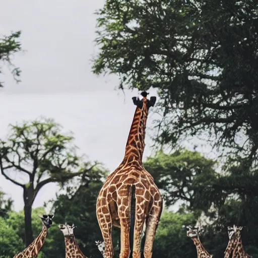 Image similar to a Giraffe-Pug Hybrid, A Giraffe that looks like a pug, huge tusks, afternoon hangout, good times photograph, candid