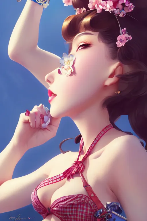 Image similar to a pin up and beautiful fashion charming dreamlke japan girl with lv jewelry, character art, art by artgerm lau and wlop and and ilya kuvshinov and john singer sargent, hyperdetailed, 8 k realistic, symmetrical, frostbite 3 engine, cryengine, dof, trending on artstation, digital art