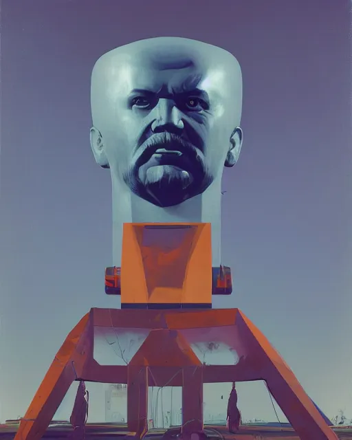 Image similar to painting of lenin cyborg by stolenhag and beeple
