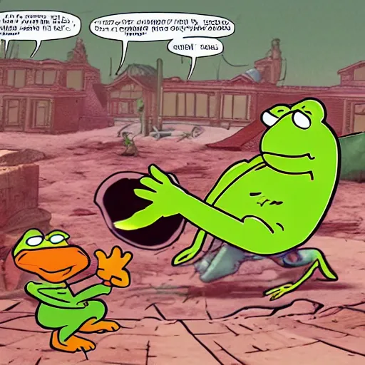 Image similar to garfield fights kermit in mortal kombat 2 0 7 7