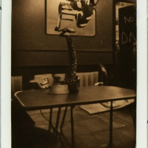 Image similar to a very beautiful old Polaroid picture of lovecraftian monster inside a coffee shop, award winning photography