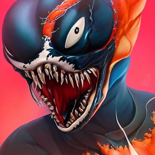 Prompt: Lofi portrait of Venom Pixar style by Tristan Eaton Stanley Artgerm and Tom Bagshaw