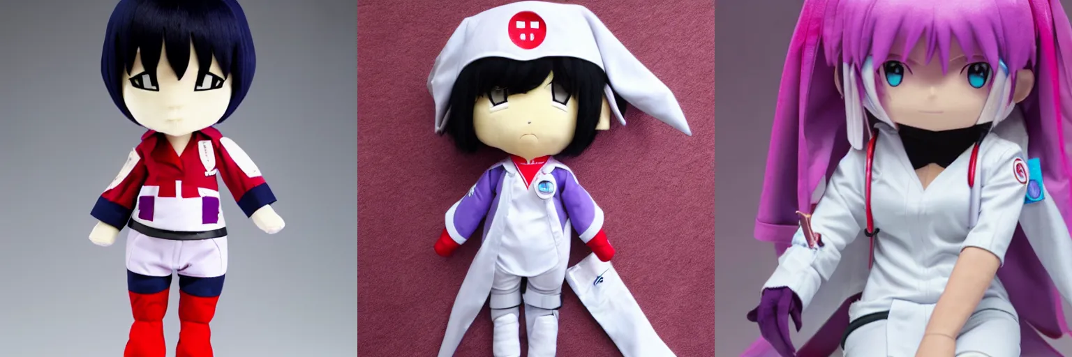 Prompt: motoko kusanagi in a nurse costume, plushie