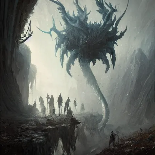 Prompt: a terrifying new monster from folklore, ethereal fantasy art by greg rutkowski