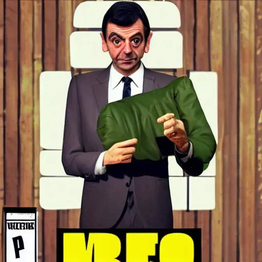 Image similar to mr bean as a drug dealer, gta 5 cover art