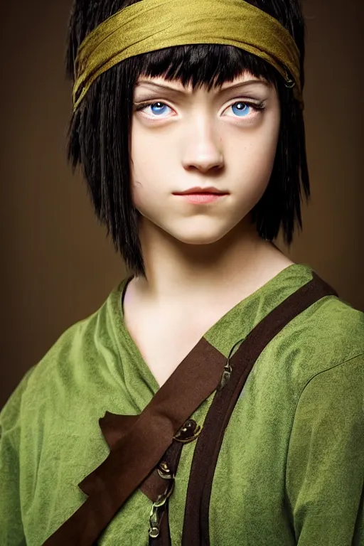 Image similar to photo, toph from avatar as fashion model, detailed perfect face, exquisite details, mid view, by peter caulson ed binkley lilia alvarado