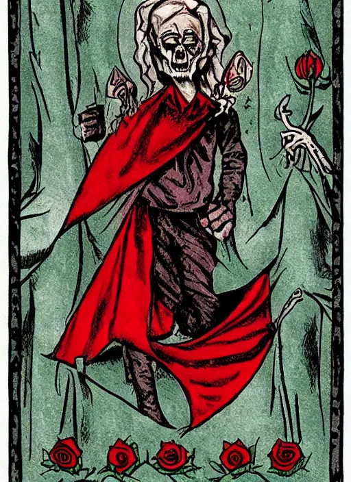 Image similar to tarot card :: horror :: vampire :: blood and roses