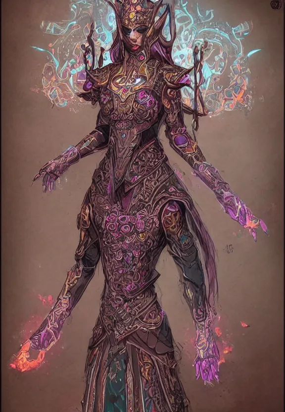 Prompt: concept art of female Void Walker, slavic style, intricate details, colourful, by Randy Vargas and Arthur Adams