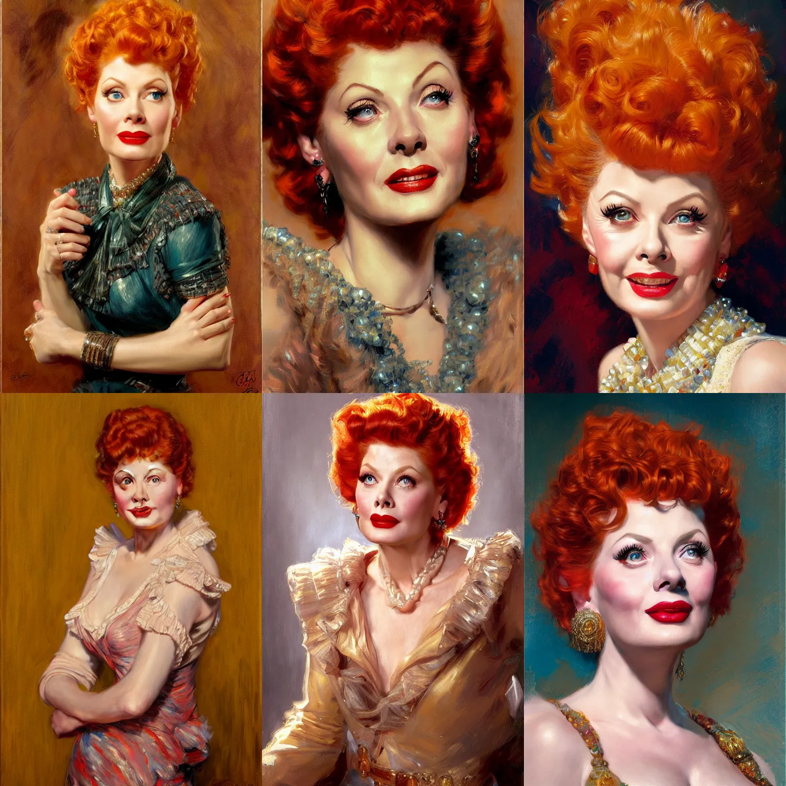 Prompt: portrait of lucille ball, highly detailed painting by gaston bussiere, craig mullins, j. c. leyendecker 8 k