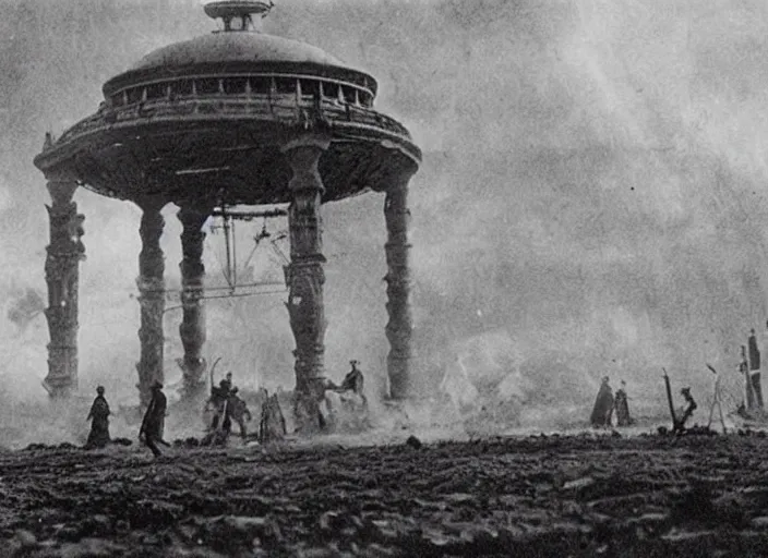 Prompt: scene from the 1 9 0 6 science fiction film arrival