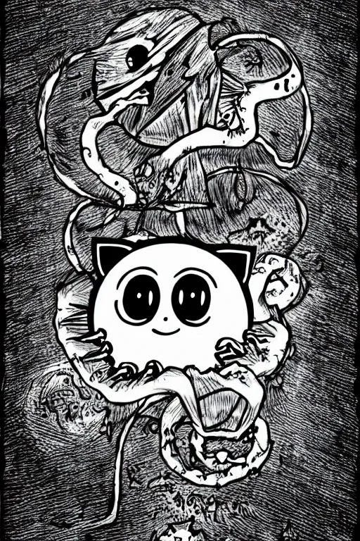 Prompt: JigglyPuff Nightmare Orb from lovecraft picture in the style of Jansson, Alexander