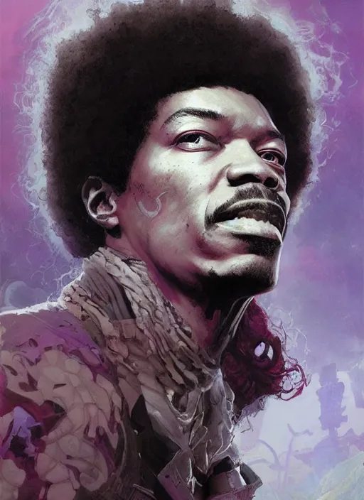 Image similar to Portrait of Jimmy Hendrix, marvel comics, dark, intricate, highly detailed, smooth, artstation, digital illustration by Ruan Jia and Mandy Jurgens and Artgerm and Wayne Barlowe and Greg Rutkowski and Frank Frazetta