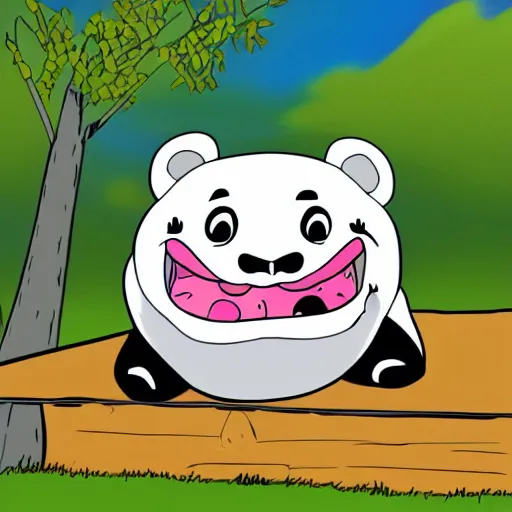 Image similar to smiling pandaslug in cartoon style