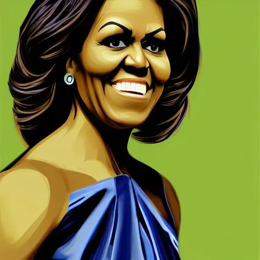 Image similar to Digital painting of Michelle Obama as The Hulk