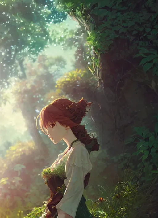 Image similar to a portrait of the emerald herald in the garden, beautiful face, intricate, tone mapped, ambient lighting, highly detailed, digital painting, concept art, sharp focus, by makoto shinkai and akihiko yoshida and hidari and wlop