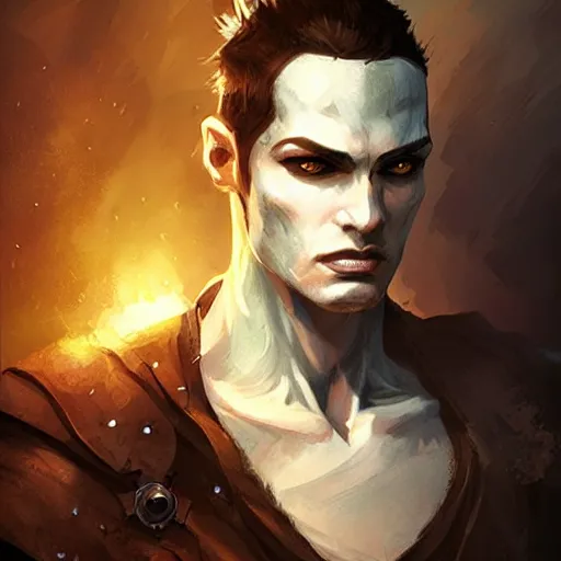 Image similar to a male rogue, symmetric face, hyperrealism, epic fantasy digital art, fantasy style art, by Greg Rutkowski, fantasy magic the gathering card art style