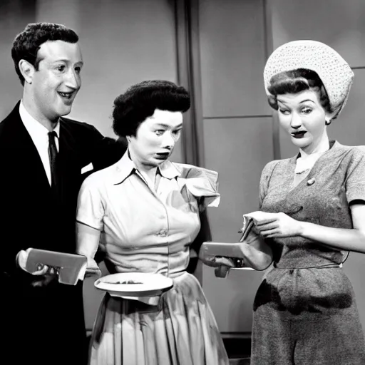 Image similar to mark zuckerberg in i love lucy ( 1 9 5 1 )