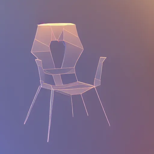 Image similar to cyberspace chair, crisp, dim painterly volumetric aquatic lighting, beautiful 3 d concept art, lowpoly, artstation