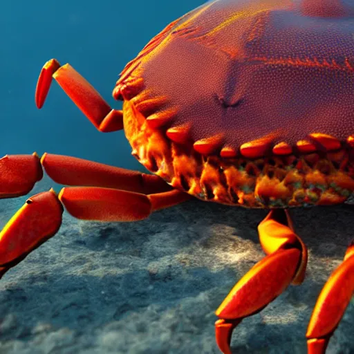 Image similar to a crab with the face of jordan peterson, photorealistic, unreal engine, beautiful lighting