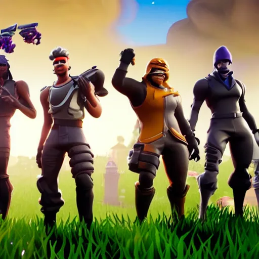 Prompt: me and the boys getting dubs on fortnite