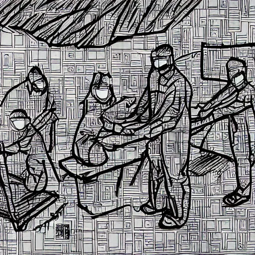 Image similar to chinese surgeons operating on a body on an operating table, in the style of daniel johnston and outsider art, 8k, line brush, minimal, overlaid with chinese adverts