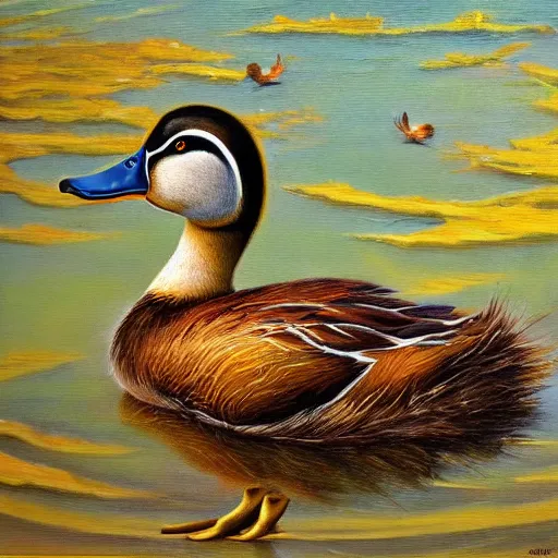 Image similar to a duck on the prowl oil painting oleg shuplyak