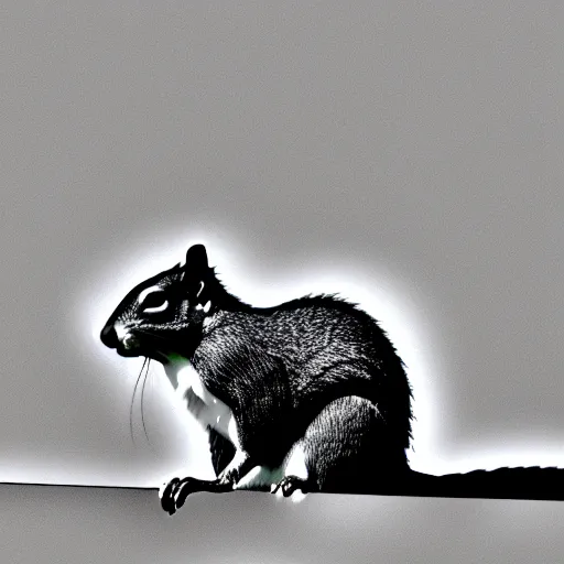 Image similar to black and white outline of a squirrel with a white background