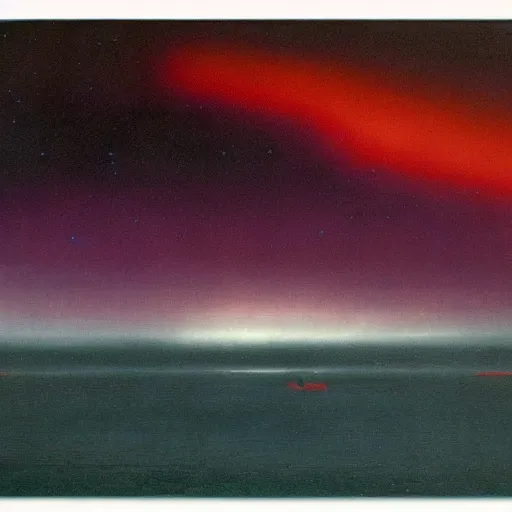 Image similar to the epic abstract painting'blue arctic void with black and red aurora borealis above a tiny inuit village ', by caspar david friedrich!!!, by rothko!!!, stunning masterpiece, trending on artstation