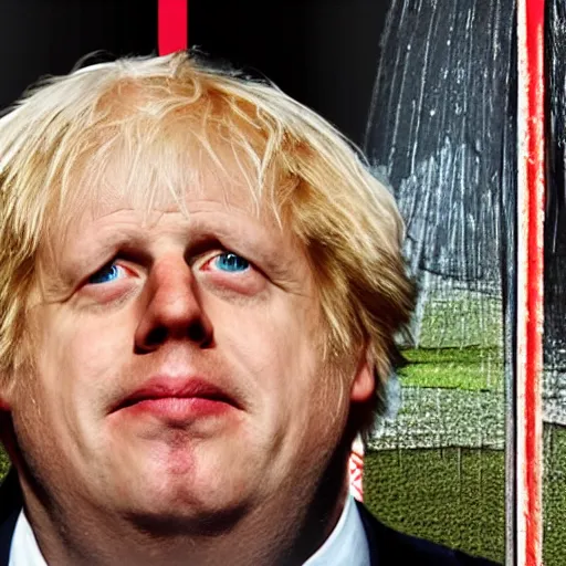 Image similar to boris johnson baked into a bowl of beans