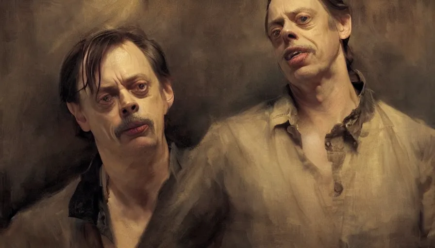 Prompt: beautiful portrait of steve buscemi as a loaf of bread, art by anders zorn, wonderful masterpiece by greg rutkowski, beautiful cinematic light, american romanticism thomas lawrence, greg rutkowski