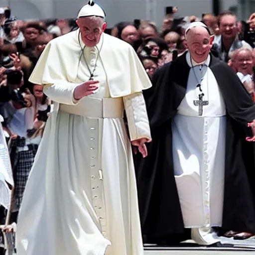 Prompt: the pope wearing a dark hooded robe