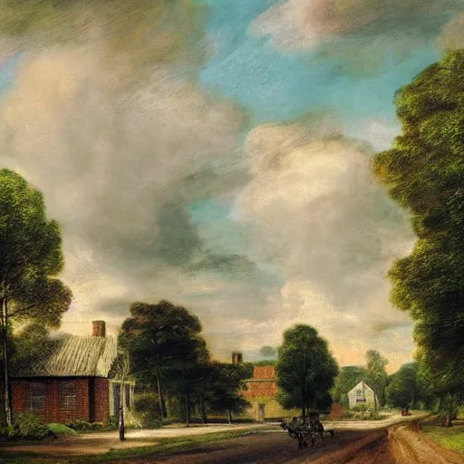 Prompt: Streets of Marshal Arkansas, Portrait artwork by Thomas GAINSBOROUGH