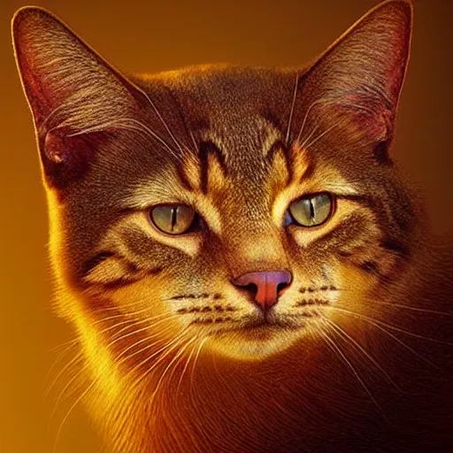 Image similar to majestic gracious regal cat portrait, mysterious atmospheric lighting, elysian fields, painted, intricate, volumetric lighting, beautiful, rich deep colours masterpiece, golden hour, golden ratio, sharp focus, ultra detailed, by leesha hannigan, ross tran, thierry doizon, kai carpenter, ignacio fernandez rios