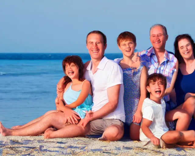 Image similar to portrait of a happy family on a beach