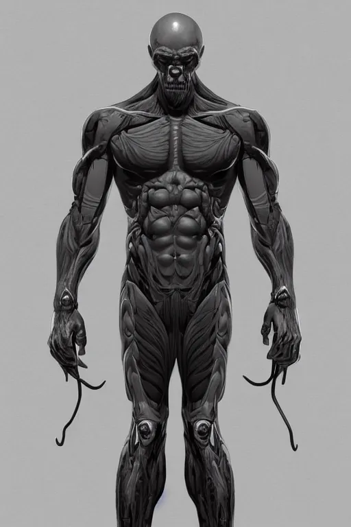 Prompt: symmetry!! full body human anatomy concept, medusa, gun metal grey, cyborg, gorilla arms, digital art, in the style of ben lol, brian sum, ramil sunga, herbert lowis, furio tedesschi, christopher cao, artstation, pinterest, deviantart, photoshop, octane render, unreal engine