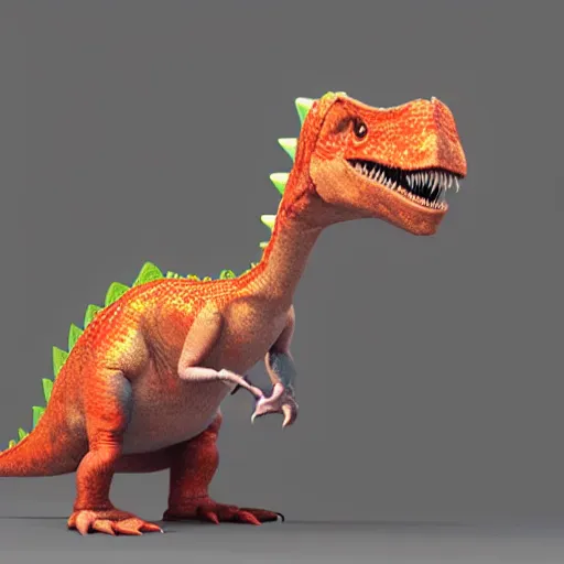 Image similar to cartoon dinosaur, happy, illustration, highly detailed, 3 d render