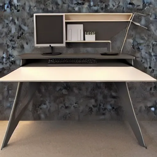 Image similar to interesting desk design, hyper realistic, hd,