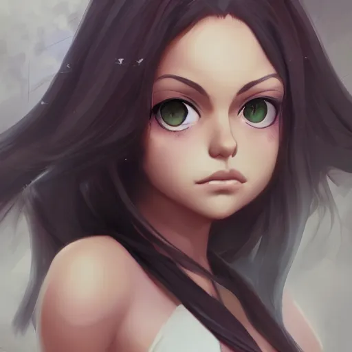 Image similar to mila kunis as an anime character, by charlie bowater, loish, artgerm, krenz cushart, wlop, trending on artstation