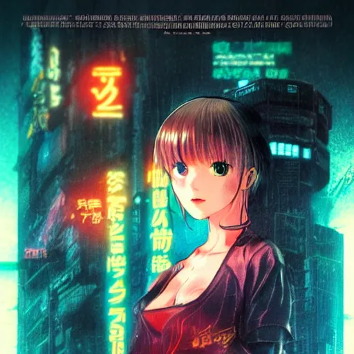 Image similar to an anime cute girl in blade runner 2047