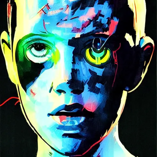 Image similar to Portrait of cyborg Millie Bobby Brown by Yoji Shinkawa