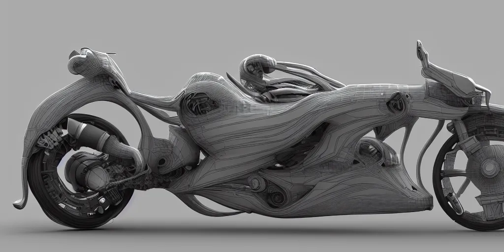 Prompt: a futuristic cyberpunk motorbike, 3D Showcase, Trending on ArtStation